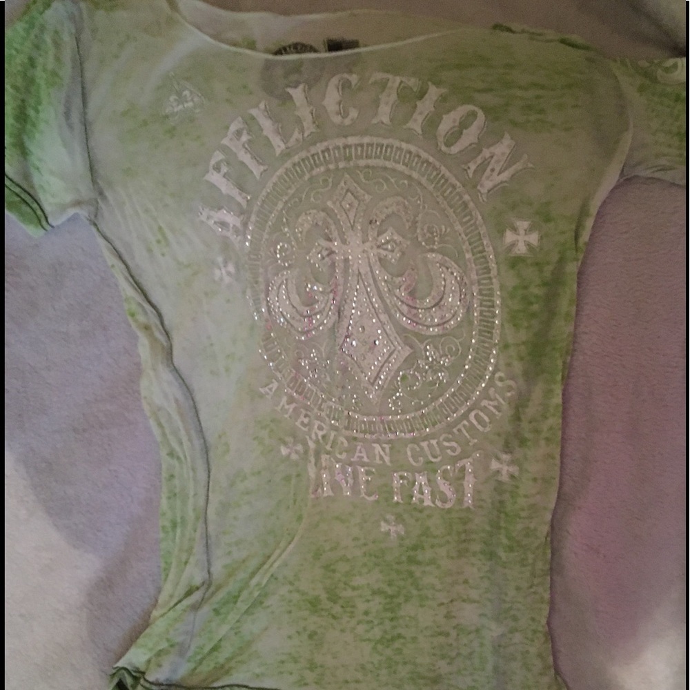 Affliction light green tee